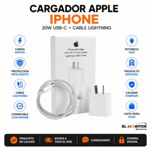 Cargador Iphone USB-C 20W + Cable USB-C a USB-C para iPhone