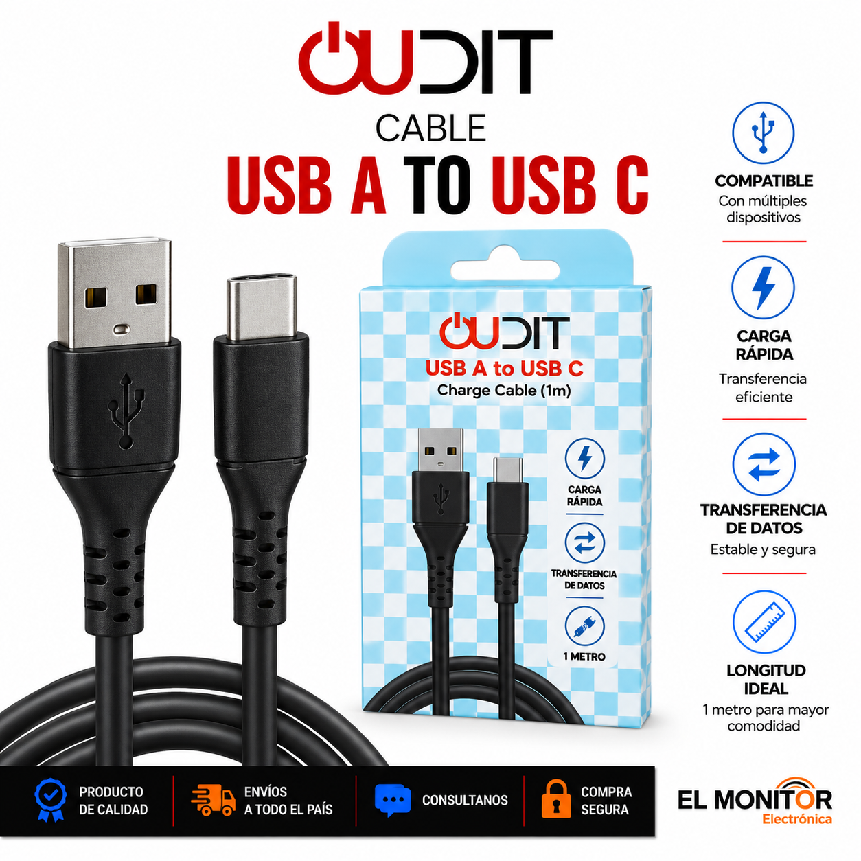 Cable Tipo USB a Tipo C Oudit