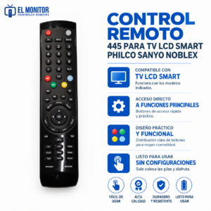 Control Remoto 445 Para Tv Lcd Smart Philco Sanyo Noblex