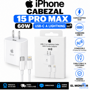 cargador iphone 60w usb c a lightning 15 pro max